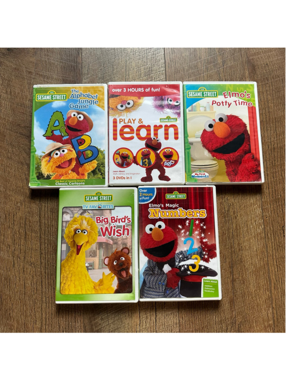 Sesame Street Elmo Educational DVD Lot of 5 Y2K Preschool Learning Bundle